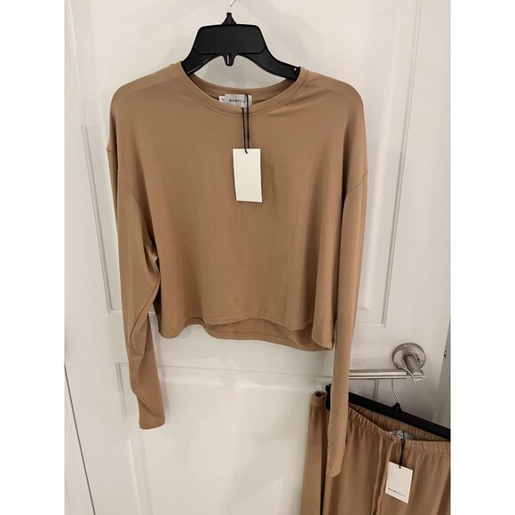 NWT Bumpsuit Oat Tan Cloud Set Crop Top Lounge Pants SMALL S Maternity - Picture 4 of 11